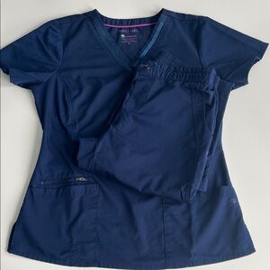 Purple Label by Healing Hands Women’s Size Medium Navy Blue Scrub Set V Neck